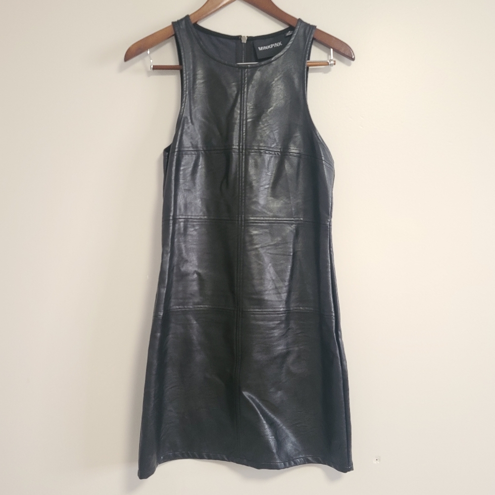 Mink pink faux leather dress